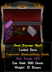 An engraved Deed Storage Shelf with Container Engraving Tools and gold wax.