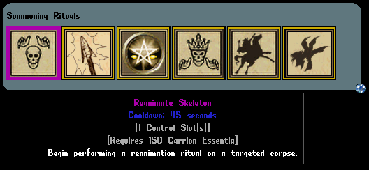 The Reanimate Skeleton Summoning Ritual for the Idol of Forbidden Magic.