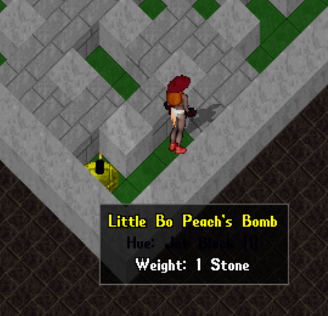 A players Bomb created from a Bomb Bag in the Bomberman Event Arena.
