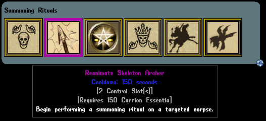 The Reanimate Skeleton Archer Summoning Ritual for the Idol of Forbidden Magic.