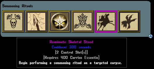 The Reanimate Skeletal Steed Summoning Ritual for the Idol of Forbidden Magic.