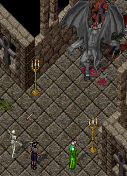 Reanimated Skeleton Archer from the Idol of Forbidden Magic firing an arrow at a Daemon.